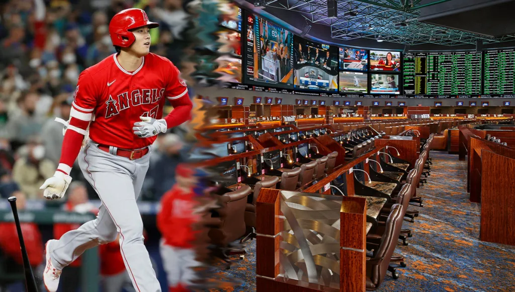 Baseball player and sportsbook displays