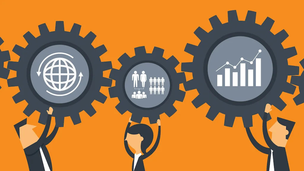 Connected gears representing business operations