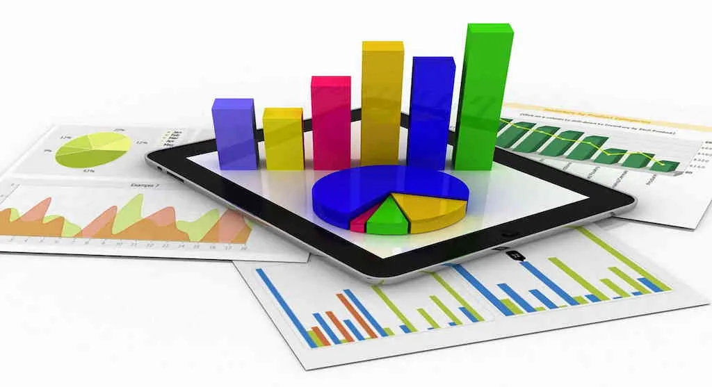 Charts illustrating business reports