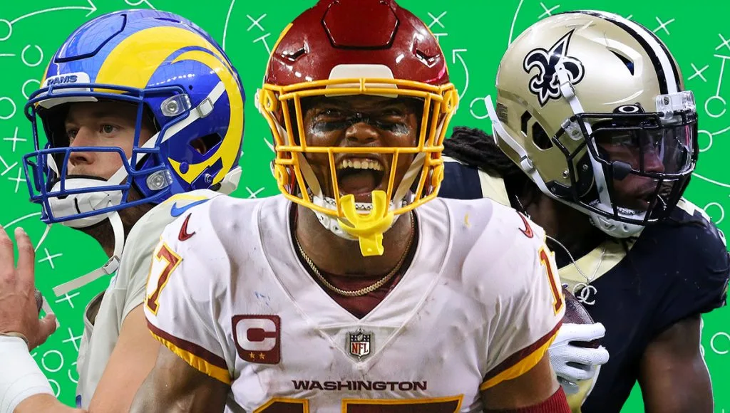 Football players in a season preview graphic