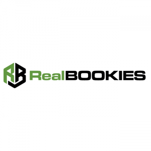 RealBookies logo featuring a green and black geometric 'RB' icon next to bold text, alluding to www.realbookies.com